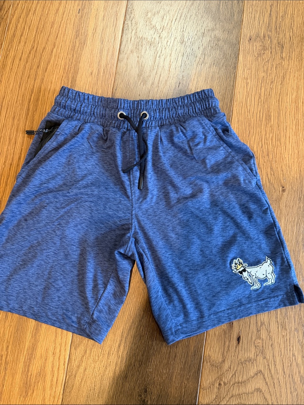 GOAT USA Kids' Blue Elastic Waist Athletic Shorts with Goat Patch